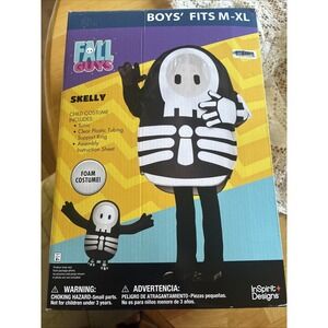 Kids Fall Guys Black & White Foam Tunic Skelly Costume - M-XL